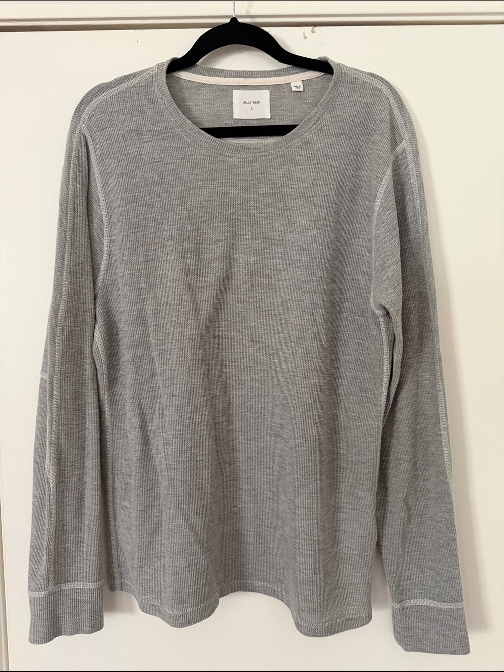 Billy Reid Gray Long-Sleeve Crewneck Knit